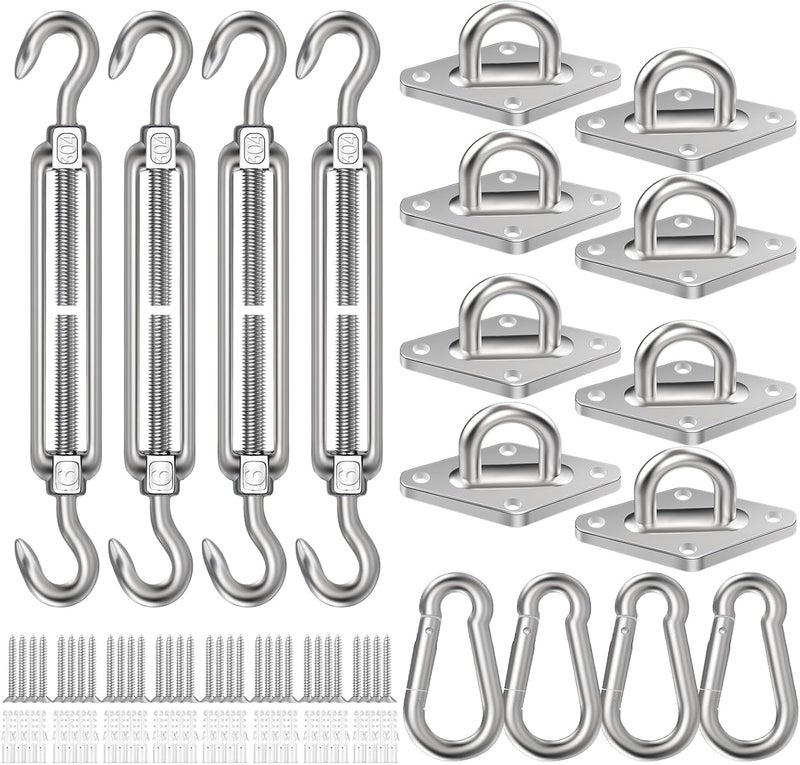 Spiglamm 6 Inch Shade Sail Hardware Kit for Triangle Rectangle Installation, 304 Stainless Steel Shade Sail Hardware Accessories for Outdoor Patio Canopy Garden, Heavy Duty Fixing Attachment 80 Pcs - Image 1